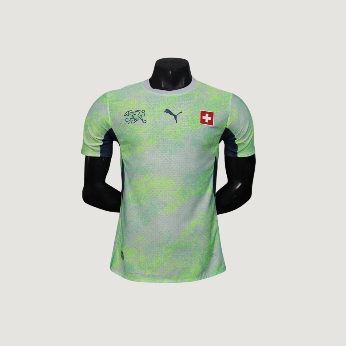 Suisse – Maillot Extérieur Coupe du Monde 2026 – Vert Fluo, Gris Clair - dos