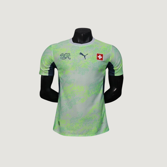 Suisse – Maillot Extérieur Coupe du Monde 2026 – Vert Fluo, Gris Clair - dos