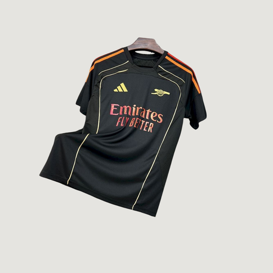 Arsenal FC – Maillot Pré-Match 2025/26 Homme – Noir, Orange - dos