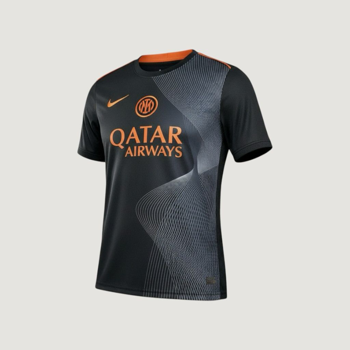 Inter Milan – Maillot Pré-Match 2025/26 – Noir, Gris, Orange - avant