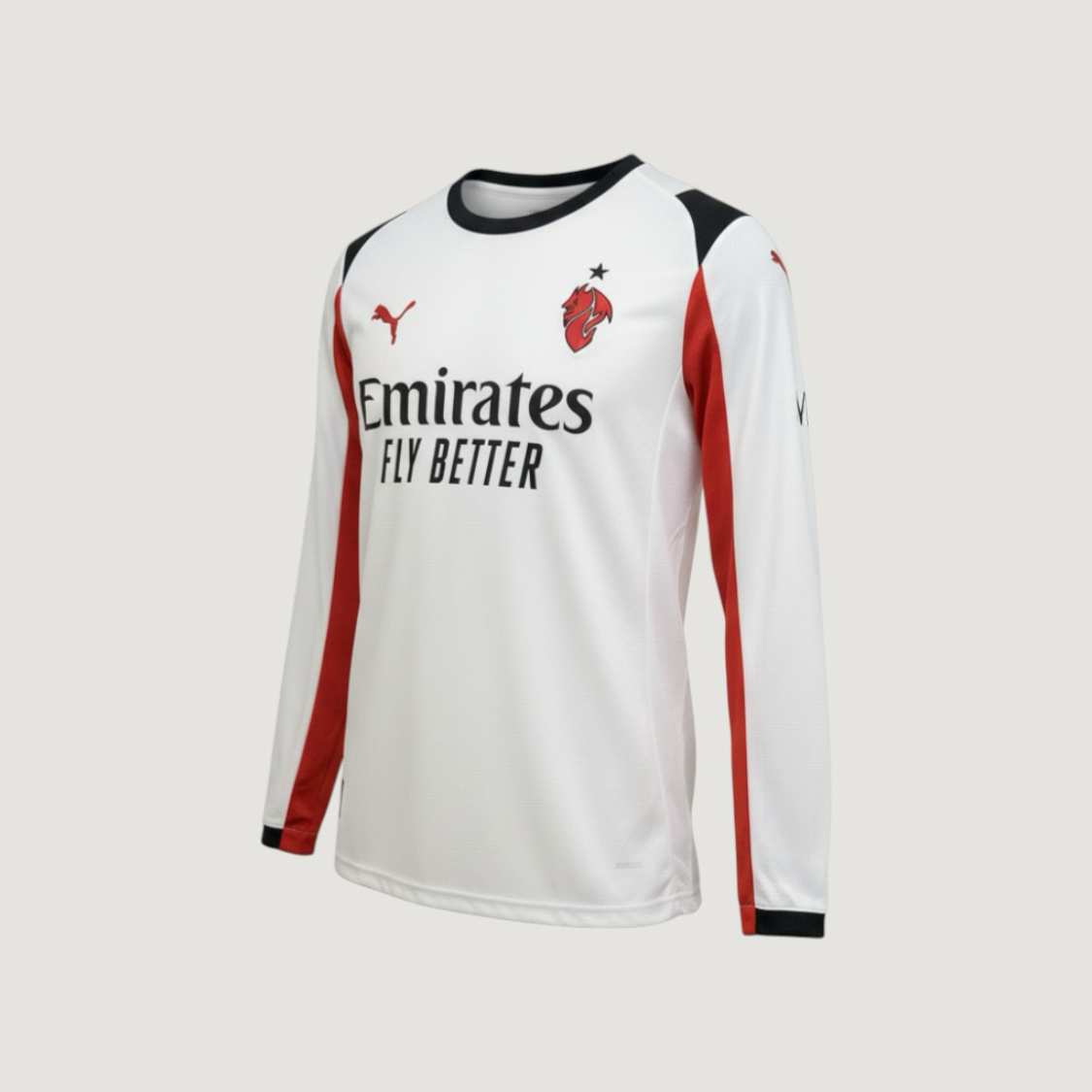 AC Milan – Maillot Extérieur Manches Longues 2025/26 – Blanc & Rouge - avant