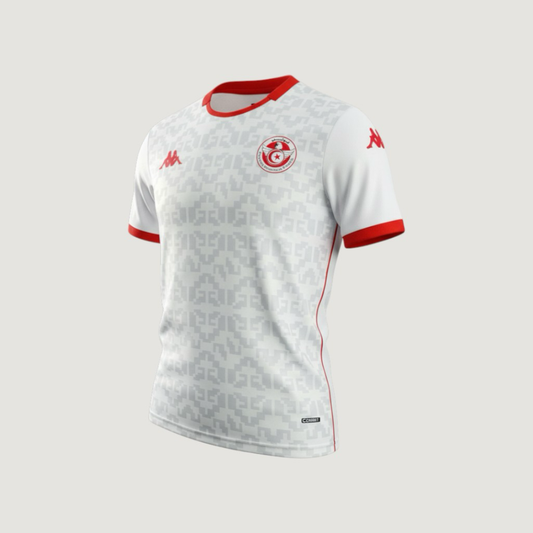 Tunisie – Maillot Extérieur Coupe du Monde 2026 – Blanc, Rouge, Gris - avant