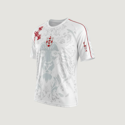 Angleterre – Maillot Rétro Becks 2025 – Blanc, Rouge, Gris - avant