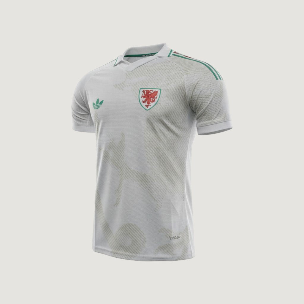 Pays de Galles – Maillot Extérieur Coupe du Monde 2026 – Blanc, Vert, Or - avant