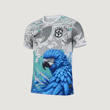 Brésil – Maillot Concept “Perroquet Bleu” 2025/26 – Blanc, Bleu - avant