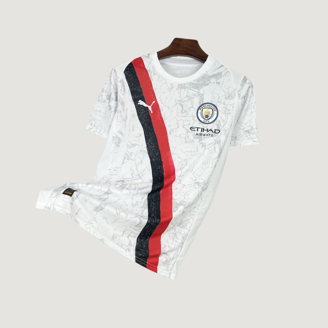 Manchester City – Maillot Édition Spécial 2025/26 – Blanc, Bandes Rouge,Noir - avant