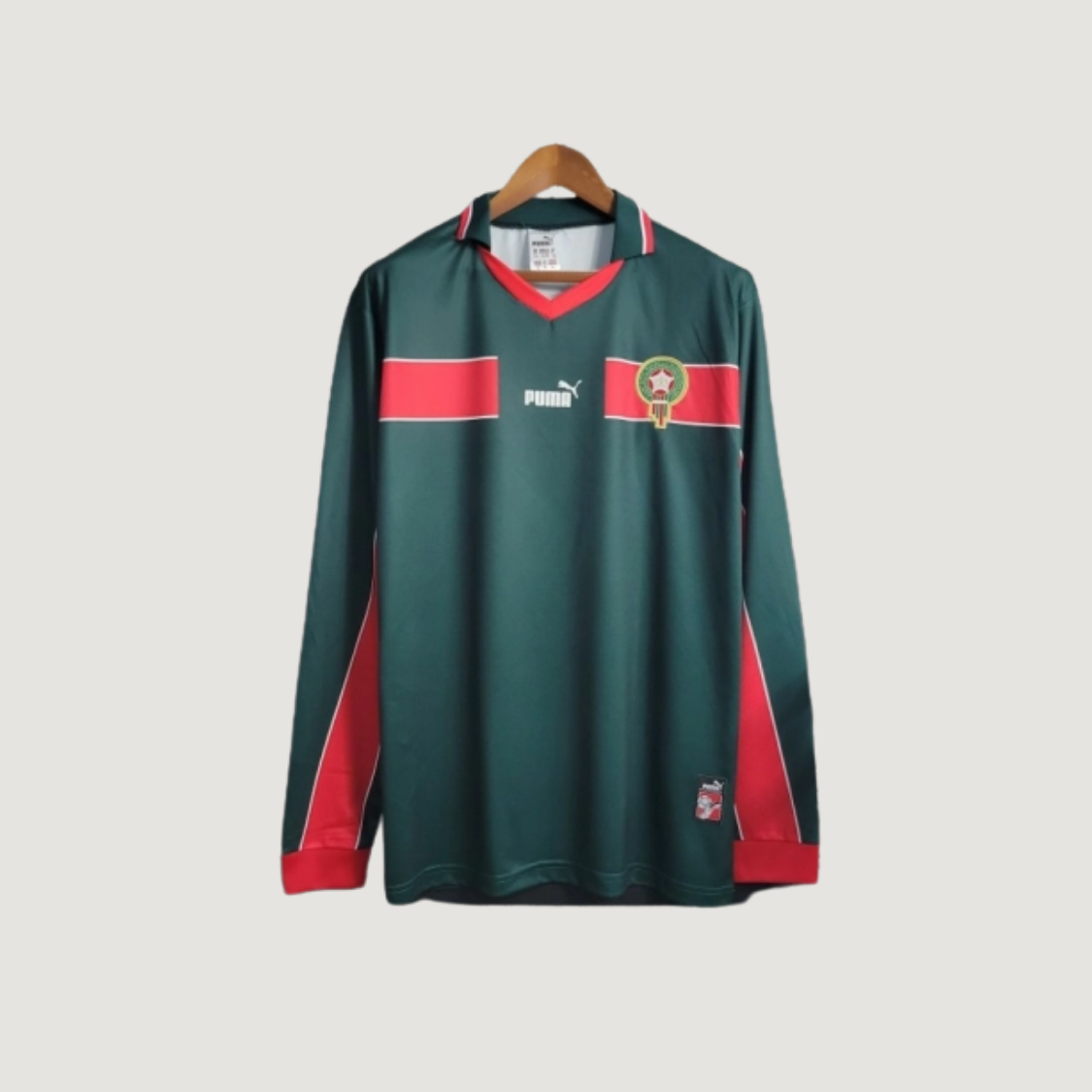 Maroc – Maillot Retro 1998 Manches Longues – Vert - avant