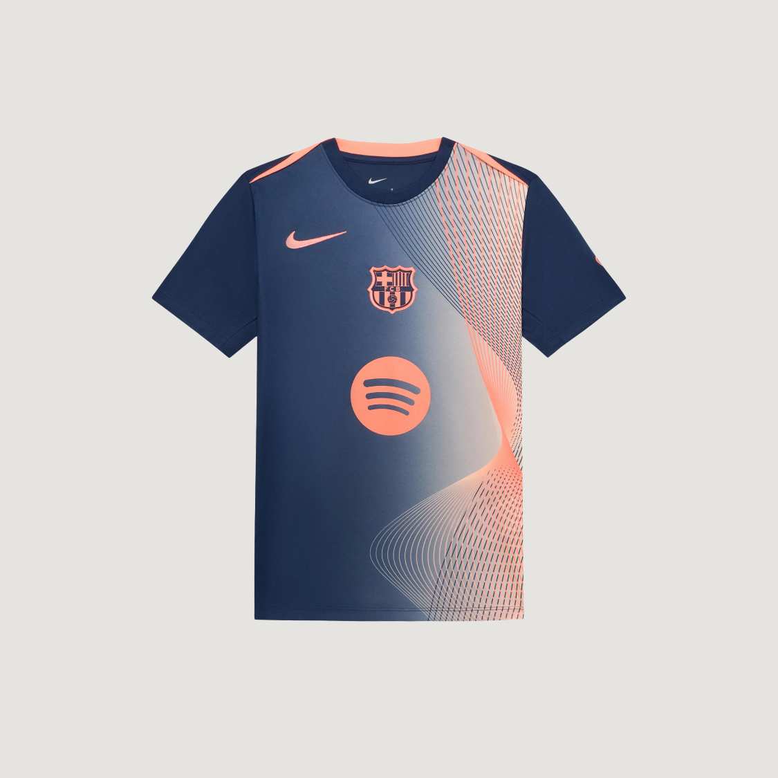 FC Barcelone – Maillot Pre-Match 25/26 – Bleu Marine, Orange - avant