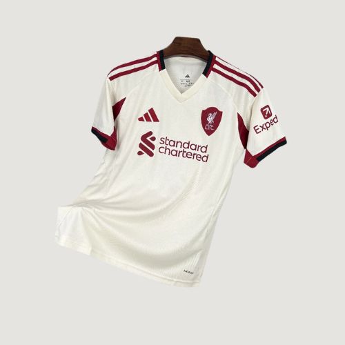 Liverpool – Maillot Extérieur 25/26 – Blanc, Bordeaux - avant