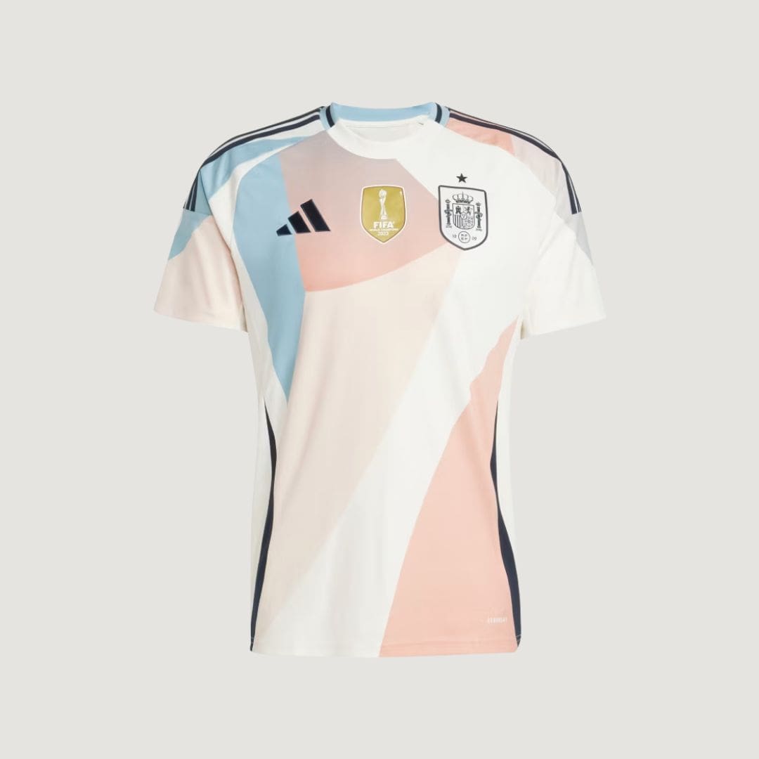 Espagne – Maillot Extérieur 2025/26 (Équipe Féminine) – Blanc, Bleu Ciel & Corail - avant