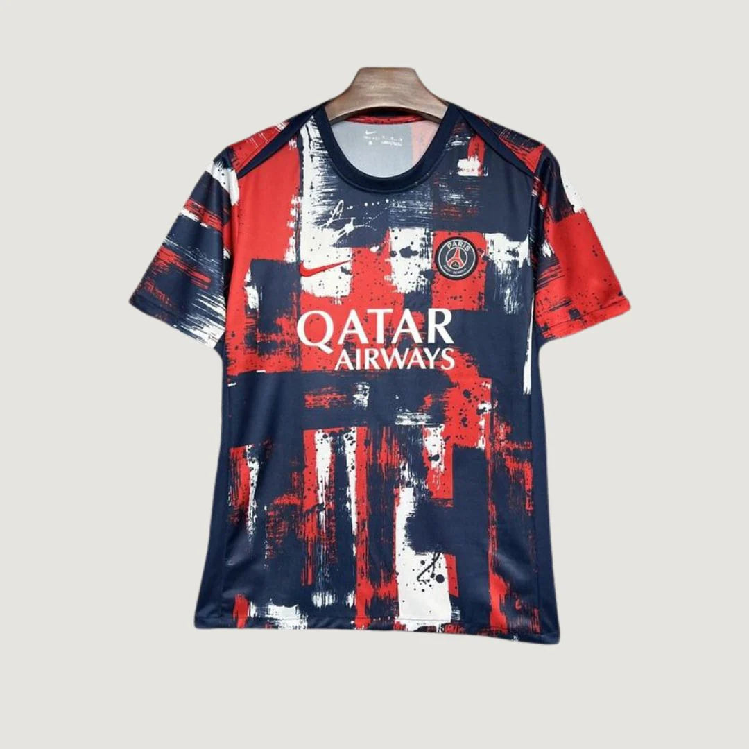 Paris Saint-Germain ( PSG ) - Maillot Pre-Match 24/25 - Rouge, Bleu, Blanc DERBYX