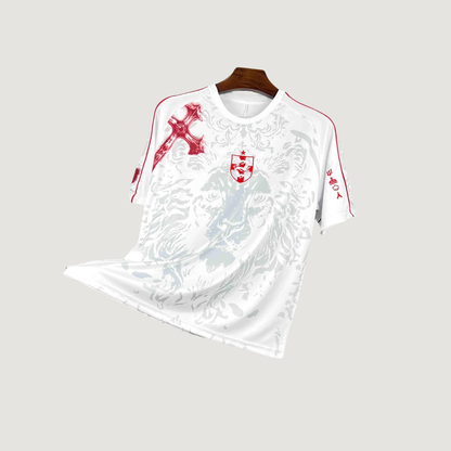 Angleterre – Maillot Rétro Becks 2025 – Blanc, Rouge, Gris - dos