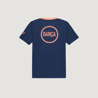 FC Barcelone – Maillot Pre-Match 25/26 – Bleu Marine, Orange - dos