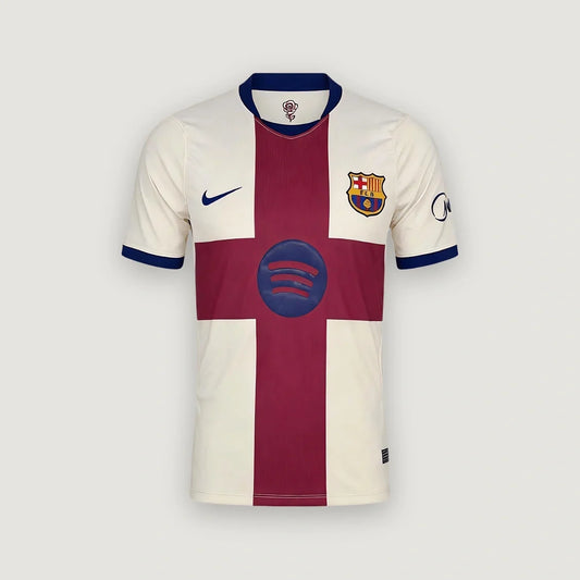 FC Barcelone – Maillot Fourth 2026/27 – Crème, Bordeaux & Bleu Marine - avant