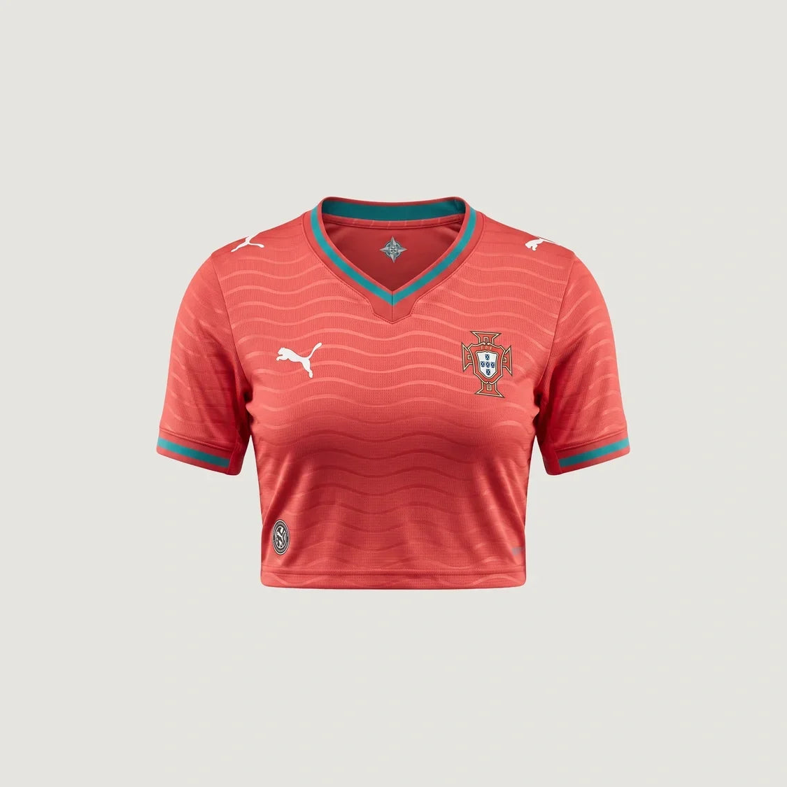 Portugal – Crop Top Domicile Coupe du Monde 2026 – Rouge, Sarcelle - avant