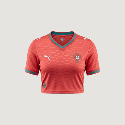 Portugal – Crop Top Domicile Coupe du Monde 2026 – Rouge, Sarcelle - avant