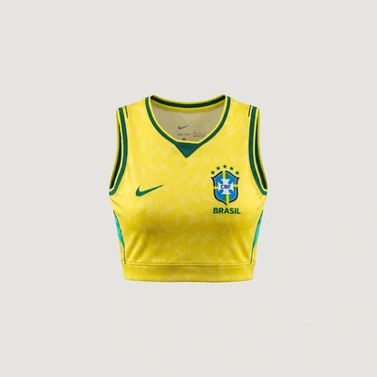 Brésil – Crop Top Domicile 2026 – Jaune, Vert - avant