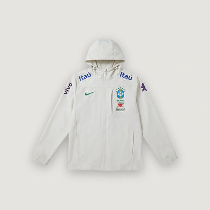 Brésil – Veste Coupe-Vent à Capuche – Blanc Cassé - avant