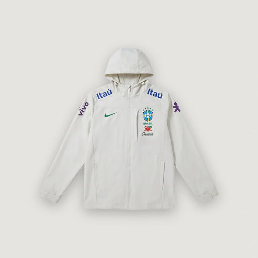 Brésil – Veste Coupe-Vent à Capuche – Blanc Cassé - avant