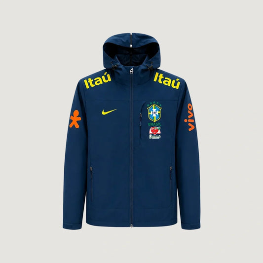 Brésil – Veste Coupe-Vent à Capuche – Bleu Marine - avant