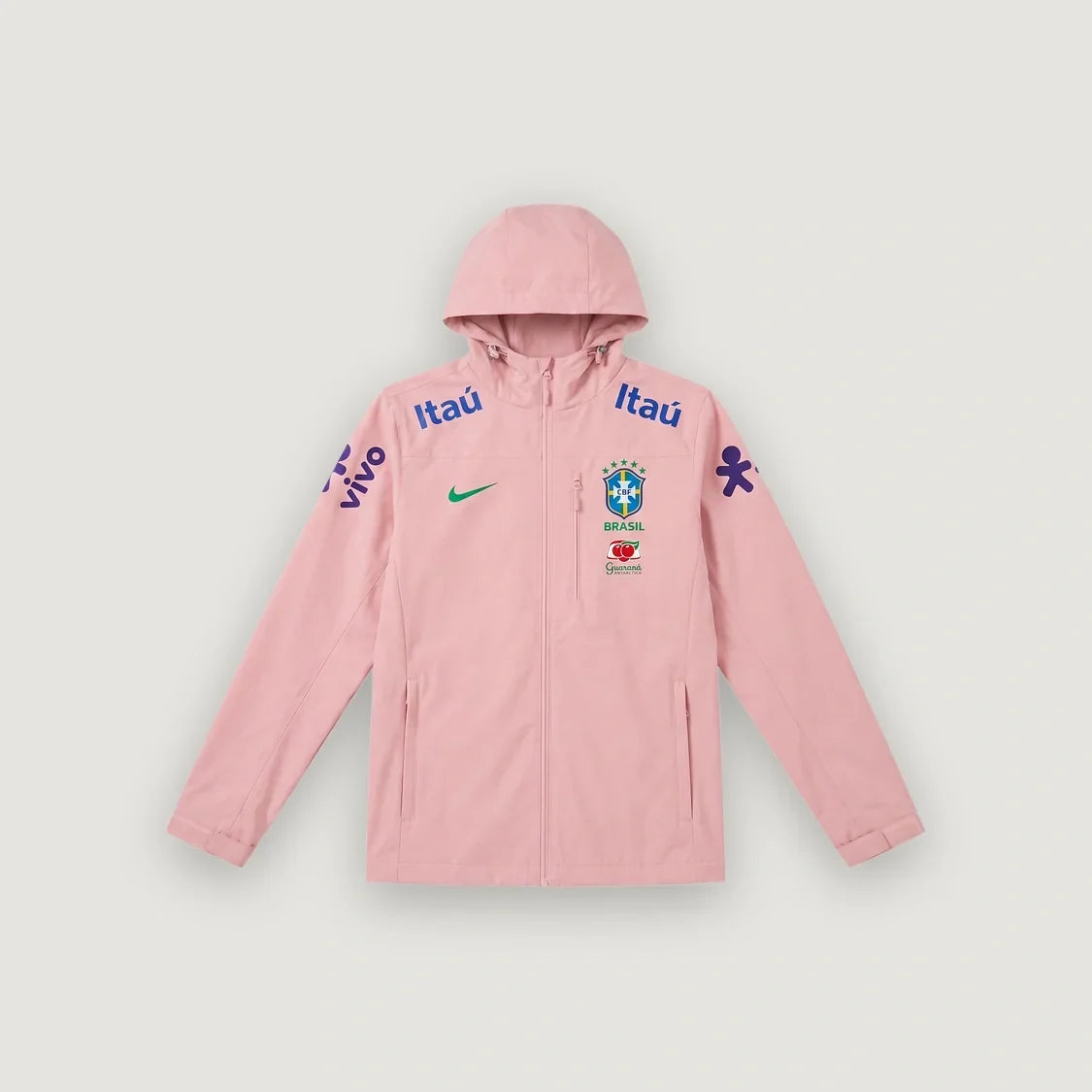Brésil – Veste Coupe-Vent à Capuche – Rose - avant